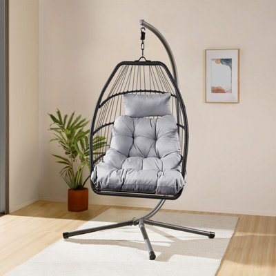 Home Republic Miami Hanging Egg Chair With Cushion Black - image 1