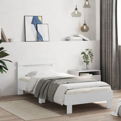 Berkfield Bed Frame Without Mattress With Headboard White 90X190 Cm Single - image 1
