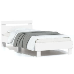 Berkfield Bed Frame Without Mattress With Headboard White 90X190 Cm Single - thumbnail 2