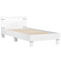 Berkfield Bed Frame Without Mattress With Headboard White 90X190 Cm Single - thumbnail 3