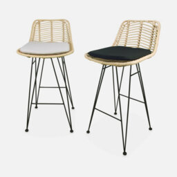 Sweeek - Pair Of Rattan Bar Stools 67Cm Cahya  Sand 42X48X90 Cm - thumbnail 8