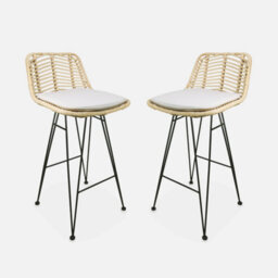 Sweeek - Pair Of Rattan Bar Stools 67Cm Cahya  Sand 42X48X90 Cm - thumbnail 3