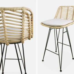 Sweeek - Pair Of Rattan Bar Stools 67Cm Cahya  Sand 42X48X90 Cm - thumbnail 4