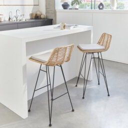 Sweeek - Pair Of Rattan Bar Stools 67Cm Cahya  Sand 42X48X90 Cm