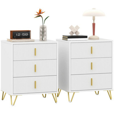 3 Drawer Dresser Set Of 2, Chest Of Drawers Storage Cabinet, White - image 1