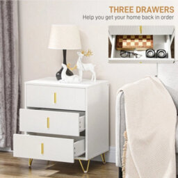 3 Drawer Dresser Set Of 2, Chest Of Drawers Storage Cabinet, White - thumbnail 5