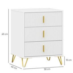 3 Drawer Dresser Set Of 2, Chest Of Drawers Storage Cabinet, White - thumbnail 2