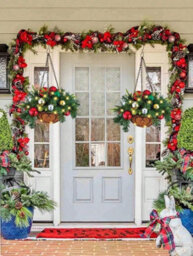 Amorly 1Pc Artificial Christmas Hanging Basket Decorated For Dining Table, Wall, Indoor Outdoor Decor - thumbnail 7