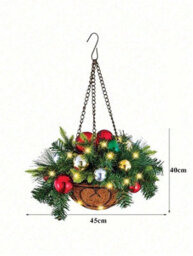 Amorly 1Pc Artificial Christmas Hanging Basket Decorated For Dining Table, Wall, Indoor Outdoor Decor - thumbnail 4