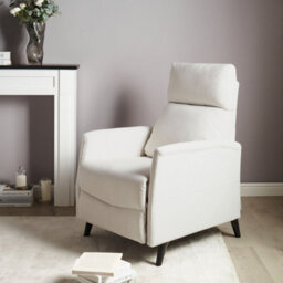 Wyld And Coco Luxora Manual Recliner Chair - Off-White Fabric, Push-Back Footrest, 3-Position - thumbnail 2