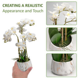 Crystals 60Cm Artificial Plant Fake Silk Orchid Flower Potted Home Party Garden Decor - thumbnail 7
