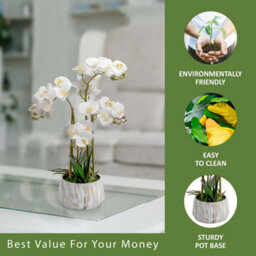 Crystals 60Cm Artificial Plant Fake Silk Orchid Flower Potted Home Party Garden Decor - thumbnail 4