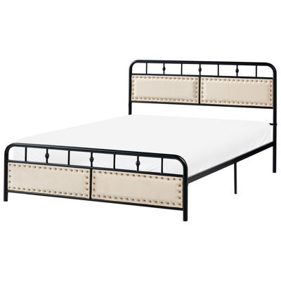 Beliani Bed Metal Breuillet 140 X 200 Cm Black - image 1