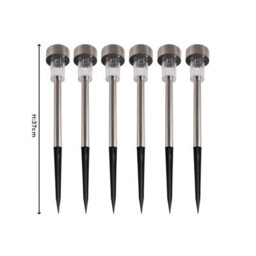 Set Of 6 Colour-Changing Solar Stake Lights - Stainless Steel Garden Illumination - Cycles Through 4 Colours - thumbnail 2
