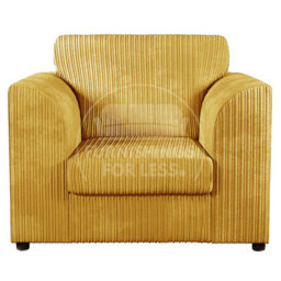 Furnishings For Less UK Luxor Jumbo Cord 3 + 1 + 1 Fabric 3 Piece Sofa Suite - Fullback Mustard - thumbnail 2