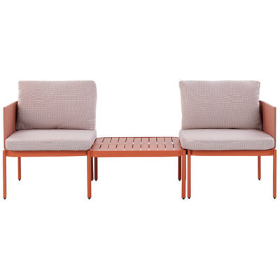 Beliani Garden Lounge Set With Table 2 Seater Terracina Metal Orange - image 1