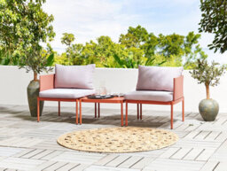 Beliani Garden Lounge Set With Table 2 Seater Terracina Metal Orange - thumbnail 2