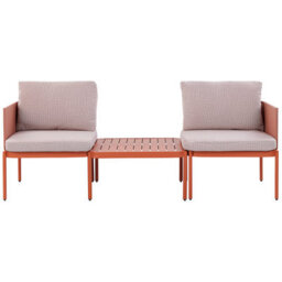 Beliani Garden Lounge Set With Table 2 Seater Terracina Metal Orange - thumbnail 1