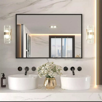 Luvodi 1200X760mm Wall Mirror Black Framed Modern Rectangle Home Decor Mirror - image 1