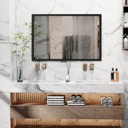 Luvodi 1200X760mm Wall Mirror Black Framed Modern Rectangle Home Decor Mirror - thumbnail 7