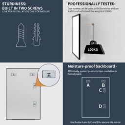 Luvodi 1200X760mm Wall Mirror Black Framed Modern Rectangle Home Decor Mirror - thumbnail 9