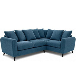 Sofaselectionuk Ltd Harlow Jumbo Cord Right Hand Dual Arm Corner Sofa, Modern Design Blue
