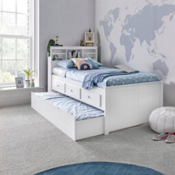 Bedmaster Venus White Guest Bed With Drawers No Trundle With Spring Mattress - thumbnail 2