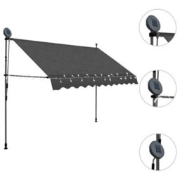 Berkfield Manual Retractable Awning With Led 250 Cm Anthracite - thumbnail 3