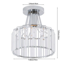 Komore Round Chrome Crystal Semi Flush Ceiling Light,e27 - thumbnail 9