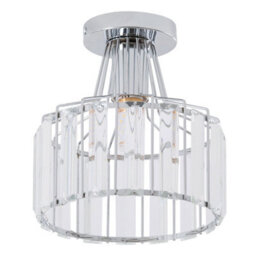 Komore Round Chrome Crystal Semi Flush Ceiling Light,e27