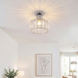 Komore Round Chrome Crystal Semi Flush Ceiling Light,e27 - thumbnail 5