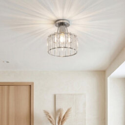 Komore Round Chrome Crystal Semi Flush Ceiling Light,e27 - thumbnail 4