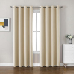 Ameha Cream Blackout Eyelet Curtains Ready Made Ring Top Thermal Insulated Heavy Thick Curtain 66''x90'' Bedroom Living Room Uk - thumbnail 1