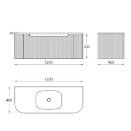 Homestylestore 1200mm Oak Wall Hung Fluted Bathroom Vanity Unit - thumbnail 3