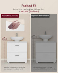 LEDREM Under Sink Bathroom Cabinet With 2 Drawers, Under Sink Storage Cabinet, Tall Feet, Fits Various Washbasins, 30 X 60 X 63.8 Cm - thumbnail 8