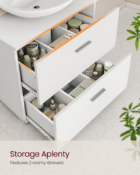 LEDREM Under Sink Bathroom Cabinet With 2 Drawers, Under Sink Storage Cabinet, Tall Feet, Fits Various Washbasins, 30 X 60 X 63.8 Cm - thumbnail 4