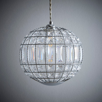 K Living Apollo Chrome And Clear Acrylic Beads Light Pendant - image 1