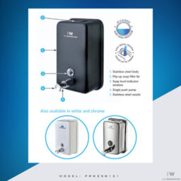 Mylek Pro-Washroom Manual Pump Soap Dispenser Black Wall Mounted Large Commercial 1L - thumbnail 7