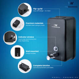 Mylek Pro-Washroom Manual Pump Soap Dispenser Black Wall Mounted Large Commercial 1L - thumbnail 2