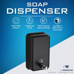 Mylek Pro-Washroom Manual Pump Soap Dispenser Black Wall Mounted Large Commercial 1L - thumbnail 4