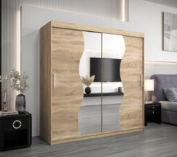 Arte Madrid Contemporary 2 Mirrored Sliding Door Wardrobe 9 Shelves 2 Rails Oak Sonoma Effect (H)2000mm (W)2000mm (D)620mm - thumbnail 2