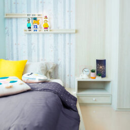 Happy Homewares Modern Stars Decorated Children/kids Midnight Blue Cotton Bedside Table Light - thumbnail 5
