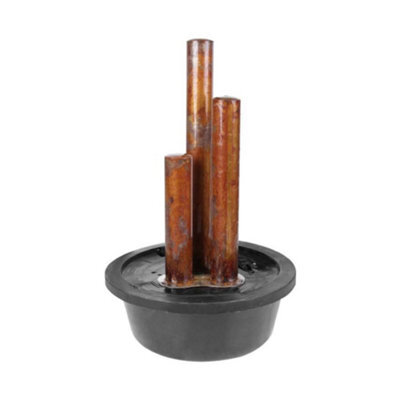 Primrose Corten Steel Rust Effect 3 Tiered Tubes Outdoor Garden Water Feature With Led Lights 137Cm - image 1