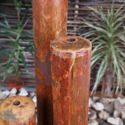 Primrose Corten Steel Rust Effect 3 Tiered Tubes Outdoor Garden Water Feature With Led Lights 137Cm - thumbnail 6