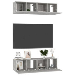 Berkfield Tv Cabinets 4 Pcs Concrete Grey 60X30X30 Cm Engineered Wood - thumbnail 3