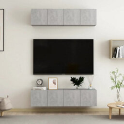 Berkfield Tv Cabinets 4 Pcs Concrete Grey 60X30X30 Cm Engineered Wood - thumbnail 1