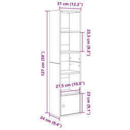 Vidaxl Bookcase Sonoma Oak 31X24X127 Cm Engineered Wood - thumbnail 3