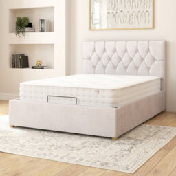 Aspire Olivier Electric Adjustable Bed Upholstered With Pocket Sprung Mattress Uk Made, Plush Light Silver, Size Double - thumbnail 2