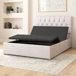 Aspire Olivier Electric Adjustable Bed Upholstered With Pocket Sprung Mattress Uk Made, Plush Light Silver, Size Double - thumbnail 4