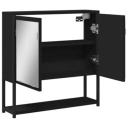 Berkfield Bathroom Mirror Cabinet Black 60X16X60 Cm Engineered Wood - thumbnail 6